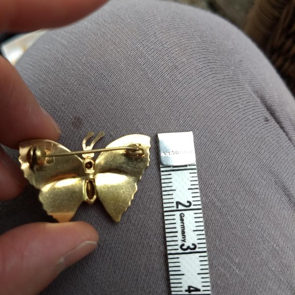 3/$25 vintage 70s butterfly rhinestone brooch pin - Picture 2 of 3
